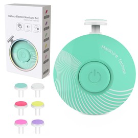 Baby Nail Trimmer Electric Baby Nail File with 6 Grinding Heads Safe Quiet Baby Nail Grooming Care Kit for Newborn Infant Toddler Adult Toes Fingernails Battery Operated (Not Included) - Green