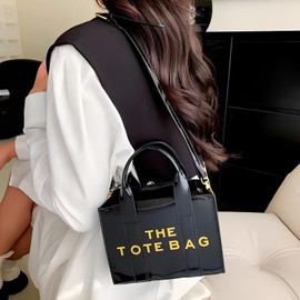 The Tote Bag para mujer,Bolso Crossbody Mujer,Bolso impermeable para mujer,Bolso de moda,Bolso de Hombro con Correa Ajustable,bolsa cruzada de PU para citas y uso diario (Negro)