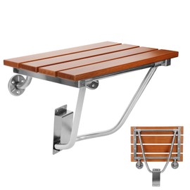 17 Inchs Folding Shower Seat Wall Mounted, Foldable Shower Bench for Small Spaces, 400lb Capacity