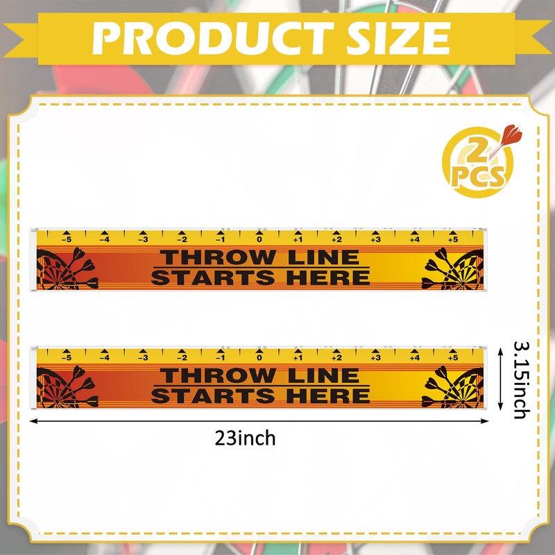 Lewtemi 2 Pcs Dart Board Throw Line Floor Sticker PVC