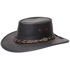 Squashy Bronco Cowhide Leather Hat (XL, Black)