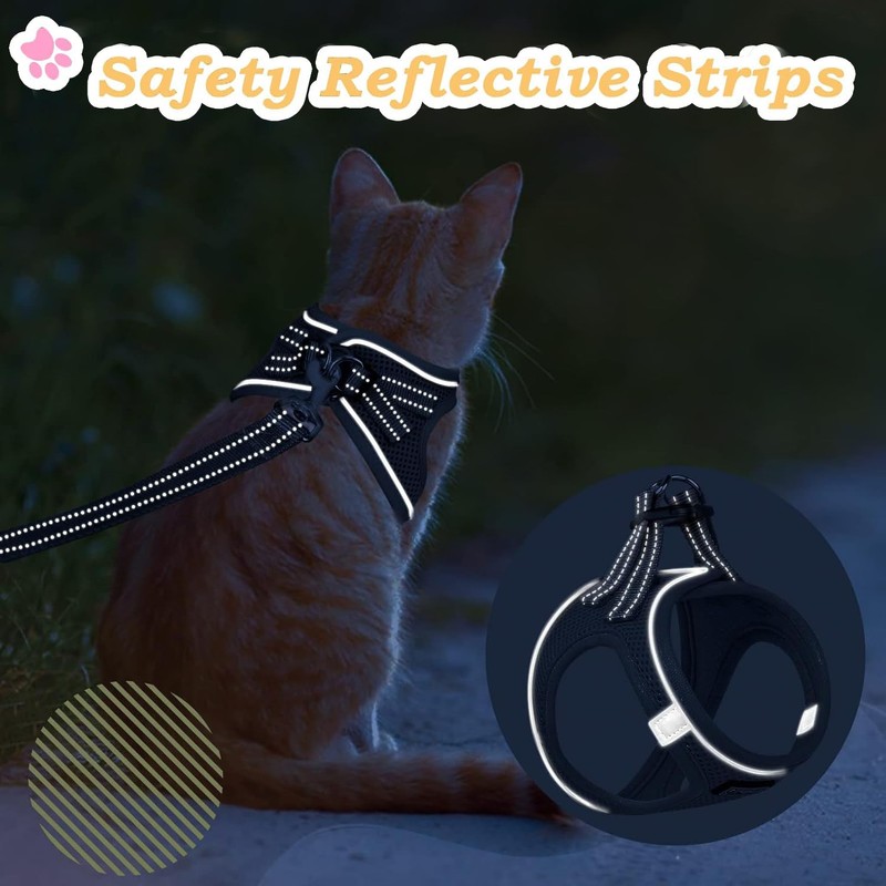 Cat Harness with Leash Set Mesh No Pull Reflective Escape