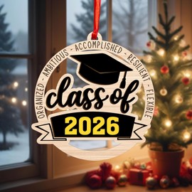 Class of 2026 Ornament Graduation Ornaments Class of 2025 Graduation Ornaments for Christmas Tree 2-Layer Wooden College Senior High School Senior 2026 Gifts