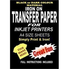 Inkjet Printable Iron On T Shirt & Fabric Transfer Paper for Dark Fabrics 10 A4 Sheets