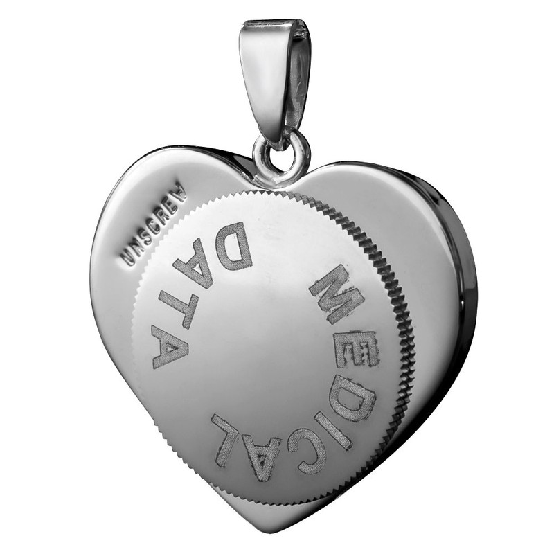 Infomedic Stainless Steel Pendant - Heart (inc. Chain)