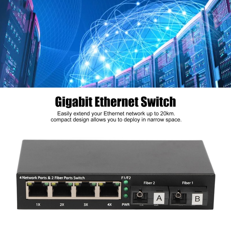 Fiber Media Converter 6 Ports 10 100 1000Mbps RX1550nm 20km