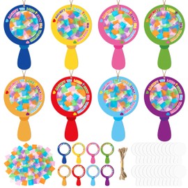 CJiangpo 24 Sets Magnify Suncatcher Paper Craft Kits, DIY Stained Glass Effect Window Ornament Rainbow Tissue Paper Art Craft for Kids Classroom Activities Supplies Christian Religious Party Decor