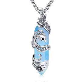ABIGY Women's Phoenix Necklace 925 Sterling Silver with Austrian Crystals Phoenix Pendant Blue Crystal Phoenix Jewellery Gift for Birthday, One size, Sterling Silver, Crystal