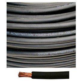 6 Gauge 6 AWG 25 Feet Black Welding Battery Pure Copper Flexible Cable Wire - Car, Inverter, RV, Solar by WindyNation