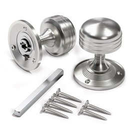 Bwintech 1 Set Ringed Mortice Door Knobs,Satin Nickel Finishing Pull Door Handle Knobs for Interal Doors