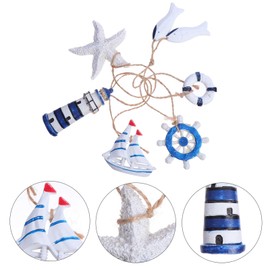 PRETYZOOM 6pcs star fish wood beach tree ornaments garland coastal decorations for home large- Mediterranean Style Small Pendants Wall Hanging- Decorations DIY Ornaments