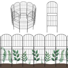 OUSHENG Decorative Garden Fence Fencing 10 Pack, 37.5in (H) x 10ft (L) Rustproof Metal Wire Panel Border Animal Barrier for Dog, Flower Edging for Yard Landscape Patio Outdoor Decor, Arched
