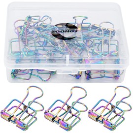 Binder Clips Premium Wire Clips Fancy Rainbow Colors Hollow Paper Clips - Pack of 15