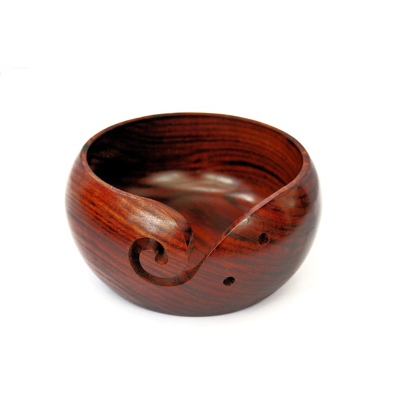 Rose Wood Yarn Bowl - 6" x 3" with Free