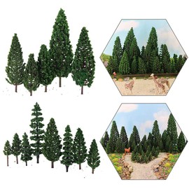 Evemodel Pack of 52 Model Pine Green Plastic for Forest Track 0 H0 TT N Model Railway Decoration Xmas Tree