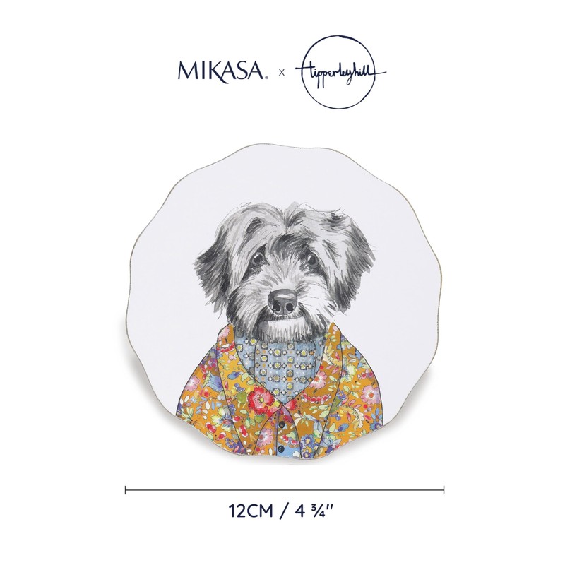 Mikasa x Tipperleyhill Coasters, 4pc Coaster Set with Scalloped Design,