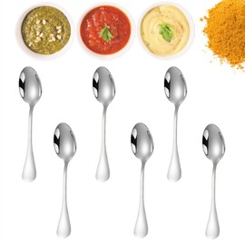 6Pcs Tiny Stainless Steel Spoons Mini Condiment Spoons Small 304 Stainless Steel Spice Spoon for Salt Sugar Spices Kitchen Condiments