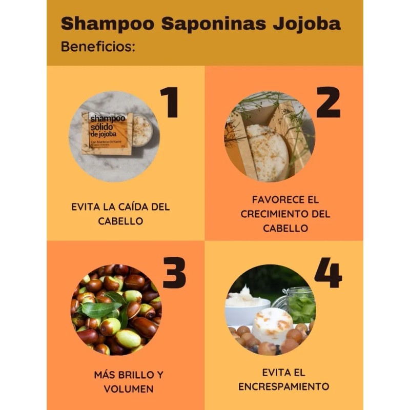 Shampoo Solido Jojoba Con Karite Anticaida Fortalecimiento