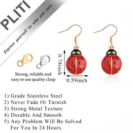PLITI Ladybug Lover Gift Good Luck Ladybug Gift Red Ladybug Gift Ladybug Symbol Earrings For Animal Lover (Ladybug Symbol earringsU)
