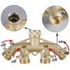 Hourleey Brass Garden Hose Splitter (4 Way), Solid Brass Hose