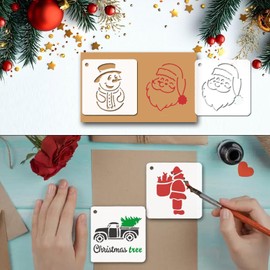 56 Pcs Christmas Dot Painting Templates Stencils Perfect DIY Christmas Pattern Stencils for Scrapbooking Drawing Wall Floor Decor DIY Rock Painting Art Projects (3inch)