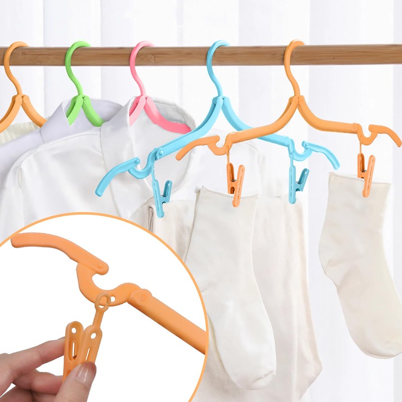 Daily Treasures 12 Pack Foldable Travel Hangers,Portable Folding Plastic Clothes