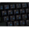 French AZERTY Keyboard Stickers with Blue Lettering ON Transparent (Clear)