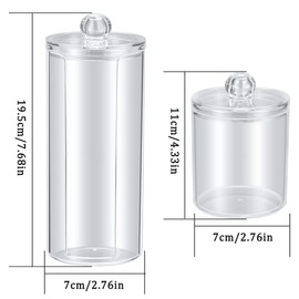 Pack of 2 Cotton Pads Container Box, Cotton Pad Storage Box with Lid, Cosmetic Organiser, Cotton Pad Holder, Cotton Buds Storage, for Bedroom, Bathroom, Makeup Table Storage (Transparent)