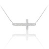 925 Sterling Silver Cute CZ Pendant Sideways Cross Necklace (Sterling-silver,