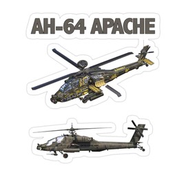 Elizabeth 3 PCs Stickers AH64 Apache Helicopter 3x4 Inch Die-Cut Wall Decals for Laptop Window Car Bumper Helmet Water Bottle