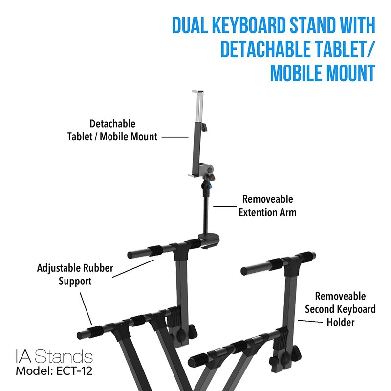 IA Stands ECT12 Adjustable X-Style Dual Keyboard Stand