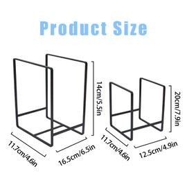 CEYAZYE 4 Pack Plate Holder Organizer for Cabinet Space Saver, Metal Dinner Dish Storage Rack, 2 Sizes Kitchen Storage Display for Plates, Pots, Pans, Cutting Boards, Black