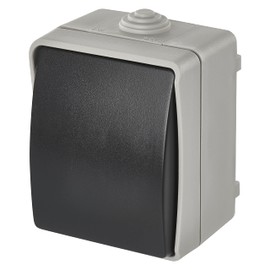 EMOS Waterproof Bell Switch with Rocker Switch Grey Black Colour 250V~/10AX Plastic Wall Mounted Wall Mounted IP54 Outdoor