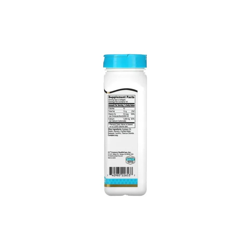 21st Century Calcium Plus D3 Suplemento Calcio Vitamina D3 90