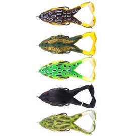 Spotlip 5pcs/Set Double Propellers Frogs Lure Soft Bait Soft Silicone Artificial Fishing Lures Floating Weedless Baits Kit 3.56 inch/13g Topwater Lure (A)