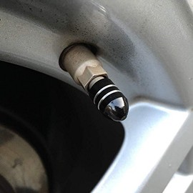 UFRAME Tire Stem Valve Caps Cover Bullet Style (Set of 4pcs) Aluminum with Gasket Rubber Rings Universal fit for All Cars and Bike (Black)