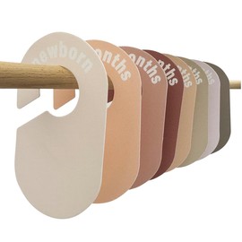 eoscasely Baby Closet Divider, Baby Wardrobe Organizer, Double-Sided Design, Nursery Decor Clothes Hanger Dividers for Sorting 8 Sizes from Newborn to 12+ Months (Earth stone)