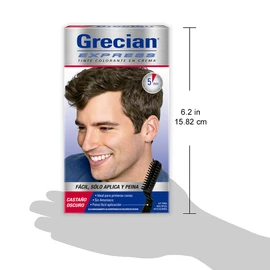 Grecian Express Tinte Colorante Para Hombre En Crema, Sin Amoníaco, Color Castaño Oscuro, Fácil Aplicación, 80 g