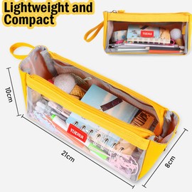 hzzycer Large Pencil Case Big Capacity Pencil Bag Portable Pencil Case for Girls and Boys Pencil Pouch Suitable for Middle High School College Students (Yellow)