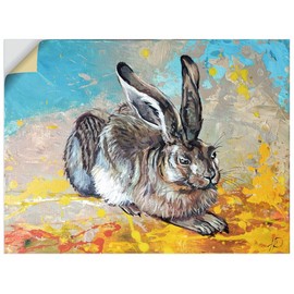 ARTland Wanddeko Wandtattoo selbstklebende Vinylfolie 40x30 cm Feld Tiere Hase Dürer Feldhase Farbe U5BH