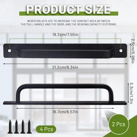 2 Pack Barn Door Handles, 8.3" Sliding Barn Door Pull Handle, Cabinet Door Handle with Screws, Heavy Duty Pull Push Door Plate Handle for Wardrobe Drawer Closet (2Pcs,212mm)