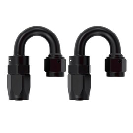 CNWZYMX AN6 180 Degree Hose End Fitting Elbow Bend Swivel Connector for Braided Nylon Aluminum Black 2PCS