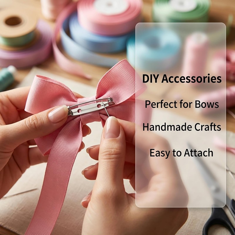 50 Pcs Silver Brooch Pins,32mm Safety Bar Pins with Locking
