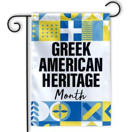 MAIANEY (12"x18") Greek American Heritage Month Garden Flag Greek American Garden Flag Greek Flag Greece Garden Flag Greek American Gifts Welcome Outdoor Decoration Yard House Patio Porch Double Sided
