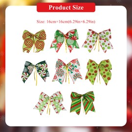 CHEERYMAGIC Christmas Bows Decorations 8 Pcs Large Bows Tie Bows Xmas Wreaths Bows Christmas Tree Bows Christmas Decorative Bows New Year Festival for Xmas Tree Decorations Gift Decor A88SHDJ