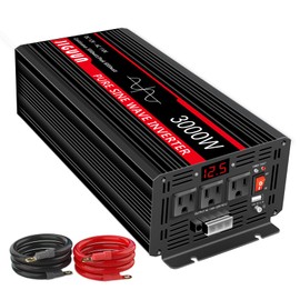 JIGUUN Pure sine Wave Inverter 3000W, 12V to 110V Power Inverter Converter with 4 AC sockets, USB Output and LED Display for RV Camping Emergency Household appliances (3000WPRO)