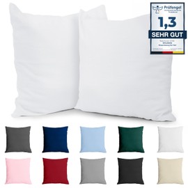 Dreamzie Renforcé Cotton Pillowcase 60 x 60 cm (Set of 2) – White – Densely Woven with 57 Threads/cm² – Cushion Cover 60 x 60 cm – OEKO-TEX Certified