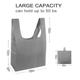 HOLYLUCK Reusable Grocery Bags 5 Pack Reusable Bags with Handles, Reusable Shopping Bags Foldable Tote Bag Heavy Duty Gift Bags, Grey