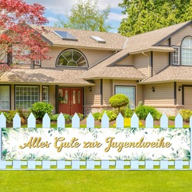 Alles Gute zur Jugendweihe Banner, Youth Consecration Decoration Girl Boy, 300 x 50 cm Finally Adult Banner Background Decoration Hanging Decoration for Youth Consecration Party (D)