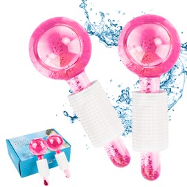 Pack of 2 Facial Ice Roller, Face Roller Massage, Facial Ice Globes, Ice Face Roller for Ice Facial, Reduces Swelling, Tightens the Skin, Improves Blood Circulation (Pink)
